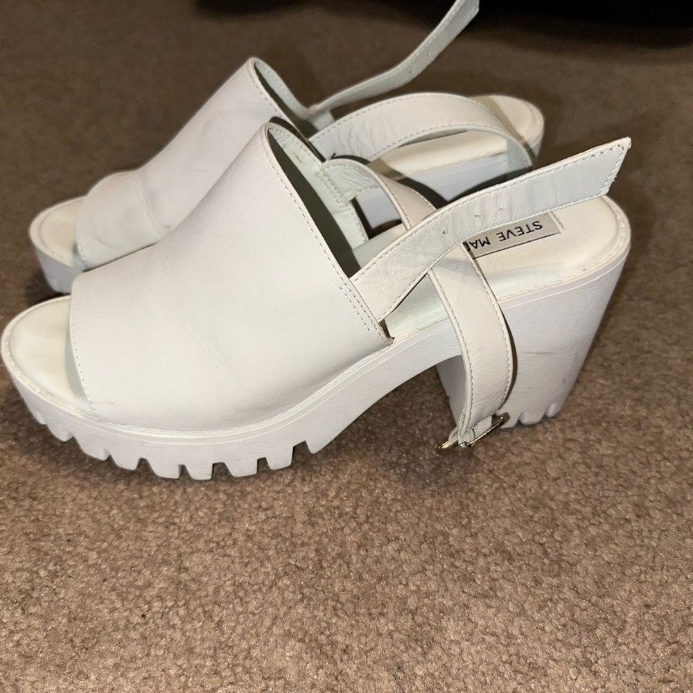 Steve Madden White Platform Mules with Lug Sole